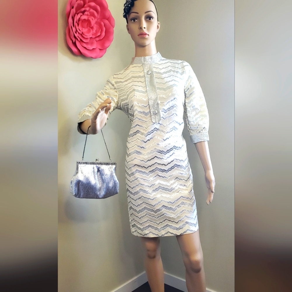 Very Cool 1960s Mod Dress Silver Lame Disco Retro Unique Festival Party